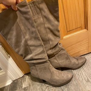 Taupe Knee high slouchy boots
